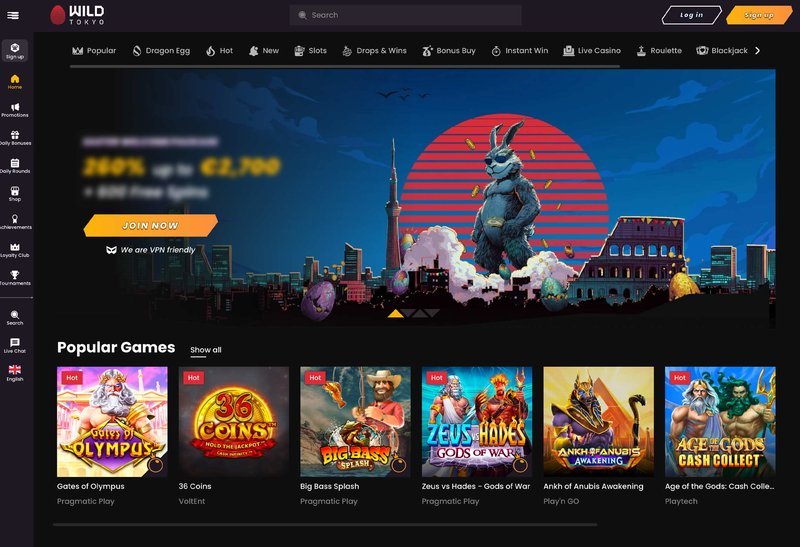 Scopri il divertimento selvaggio a Wild Tokyo Casino online